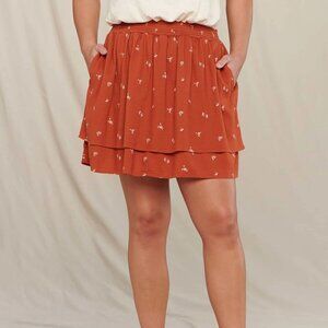 Toad&Co Manzana Tiered Skirt Rust Ditsy Print Size M‎ 100% Organic Cotton